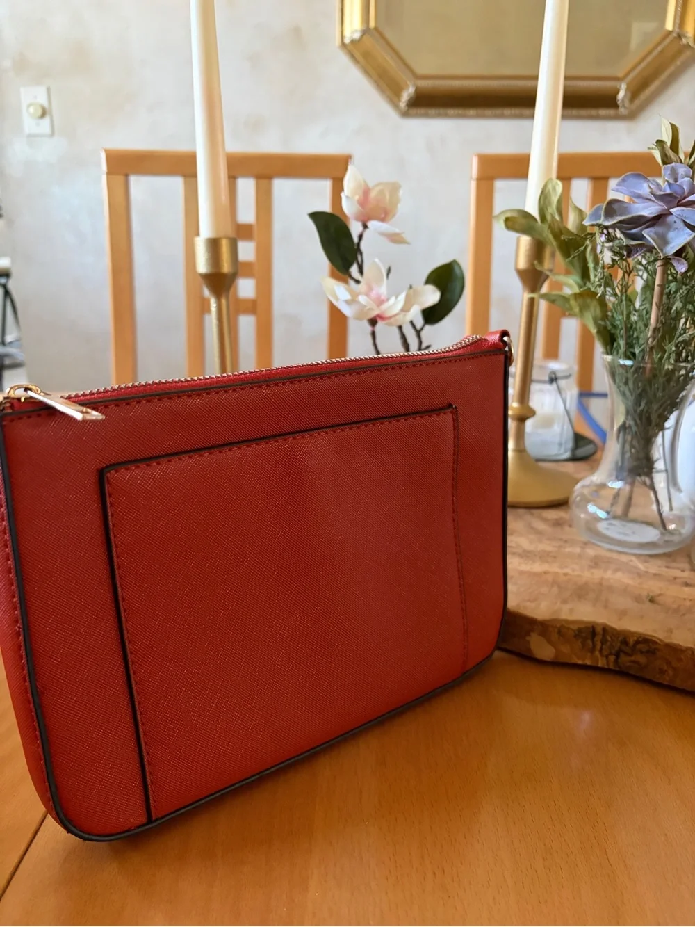 Orange Crossbody Shoulder Bag - Women's Leather-Style Purse
